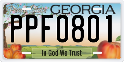 GA license plate PPF0801
