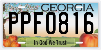 GA license plate PPF0816