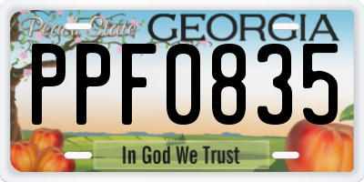 GA license plate PPF0835