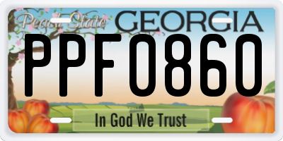 GA license plate PPF0860