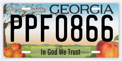 GA license plate PPF0866