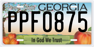 GA license plate PPF0875
