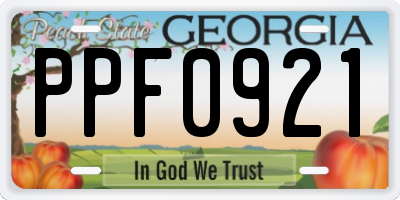 GA license plate PPF0921