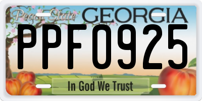 GA license plate PPF0925