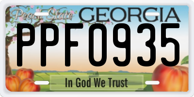 GA license plate PPF0935