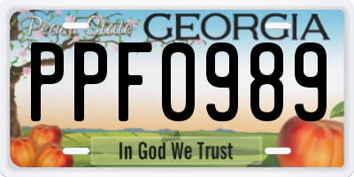 GA license plate PPF0989