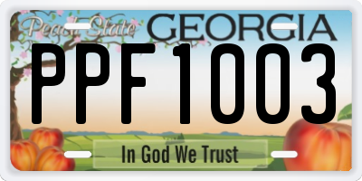 GA license plate PPF1003