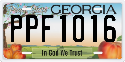 GA license plate PPF1016