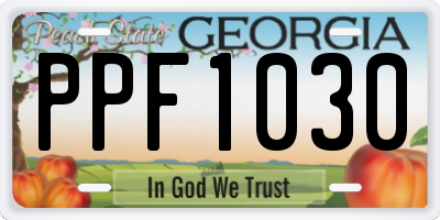 GA license plate PPF1030