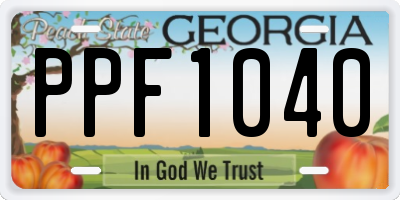 GA license plate PPF1040