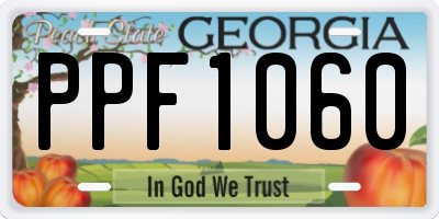 GA license plate PPF1060
