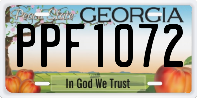 GA license plate PPF1072