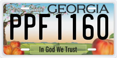 GA license plate PPF1160
