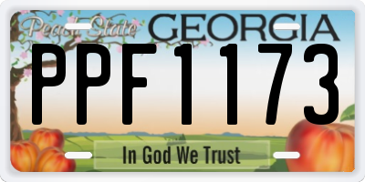 GA license plate PPF1173