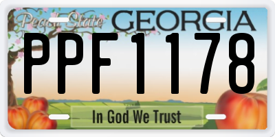 GA license plate PPF1178