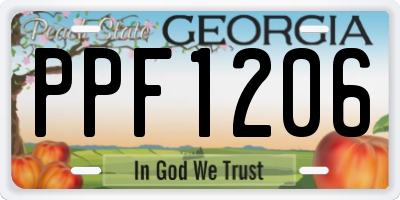 GA license plate PPF1206