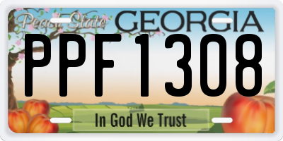 GA license plate PPF1308
