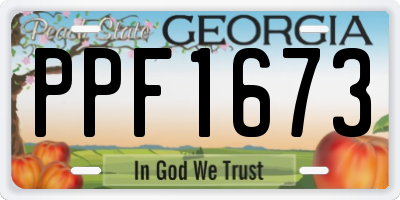GA license plate PPF1673