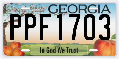 GA license plate PPF1703