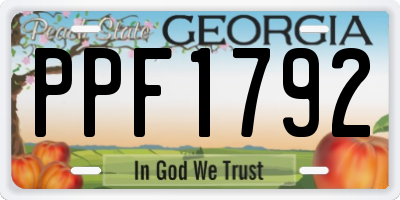 GA license plate PPF1792
