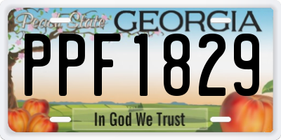GA license plate PPF1829