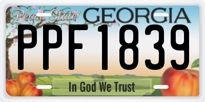 GA license plate PPF1839