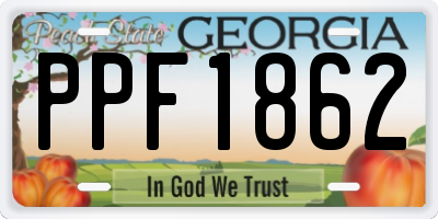 GA license plate PPF1862