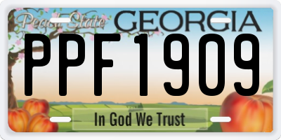 GA license plate PPF1909