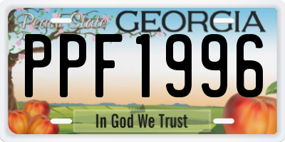 GA license plate PPF1996