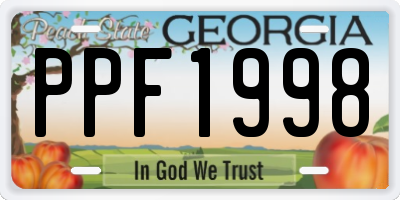 GA license plate PPF1998