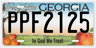 GA license plate PPF2125