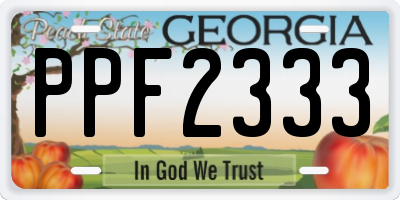 GA license plate PPF2333