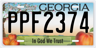 GA license plate PPF2374