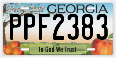 GA license plate PPF2383