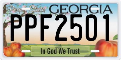 GA license plate PPF2501