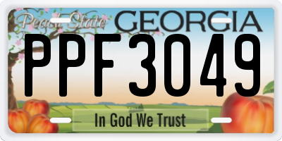GA license plate PPF3049