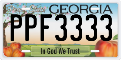 GA license plate PPF3333