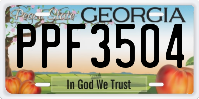 GA license plate PPF3504