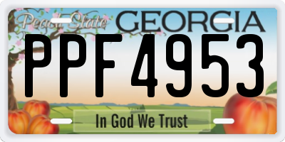 GA license plate PPF4953