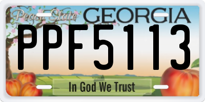 GA license plate PPF5113