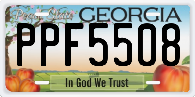 GA license plate PPF5508