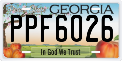 GA license plate PPF6026