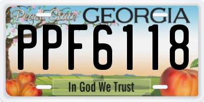 GA license plate PPF6118