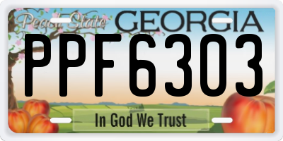 GA license plate PPF6303