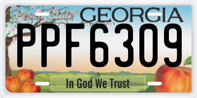 GA license plate PPF6309