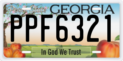 GA license plate PPF6321
