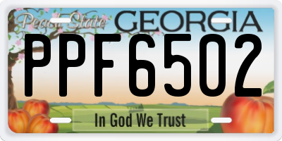 GA license plate PPF6502