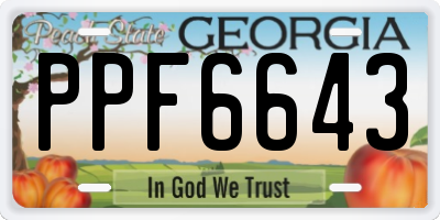 GA license plate PPF6643