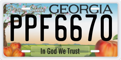 GA license plate PPF6670