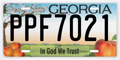 GA license plate PPF7021